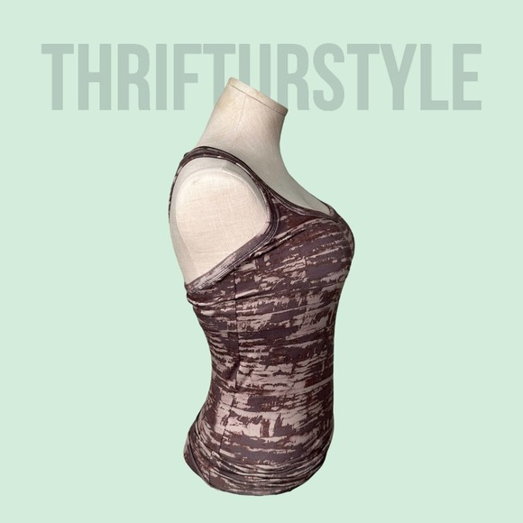 Athleta Workout Tank Top Brown Camo Strappy Back Layering Fitted Activewear - Picture 8 of 12